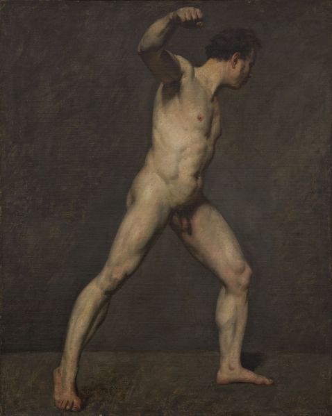 Nu masculin au poing levé tableau RN.2008.97